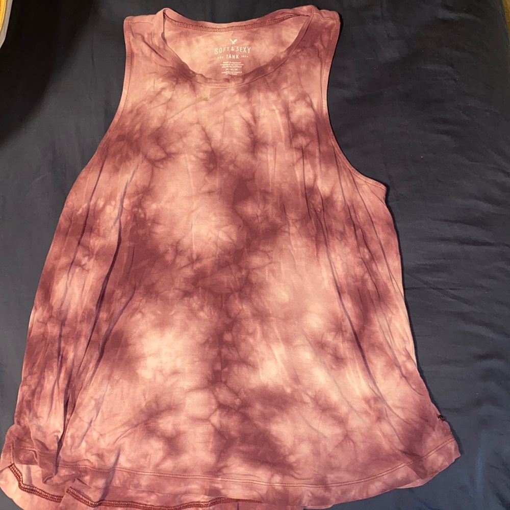 White and purple tie dye tank American Eagle